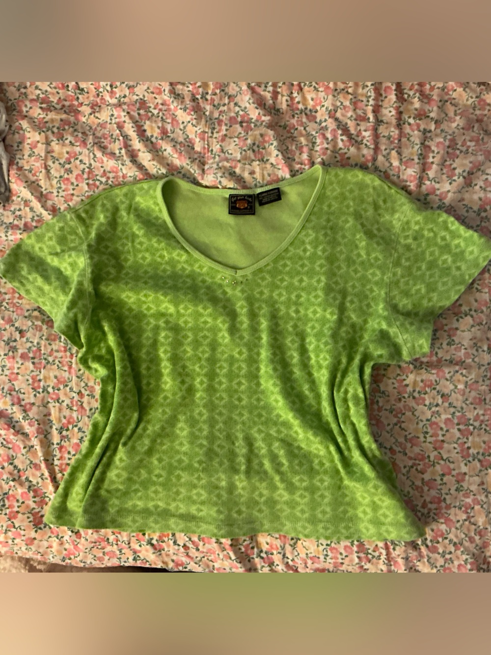 Route 66 Lime Green Short Sleeve V-Neck Top